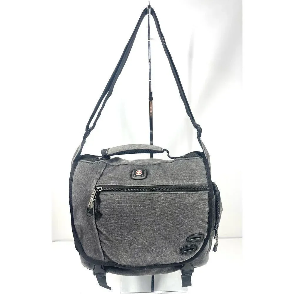SwissGear Zinc Canvas Gray 14” Laptop Messenger Bag Shoulder Bag Top Handle